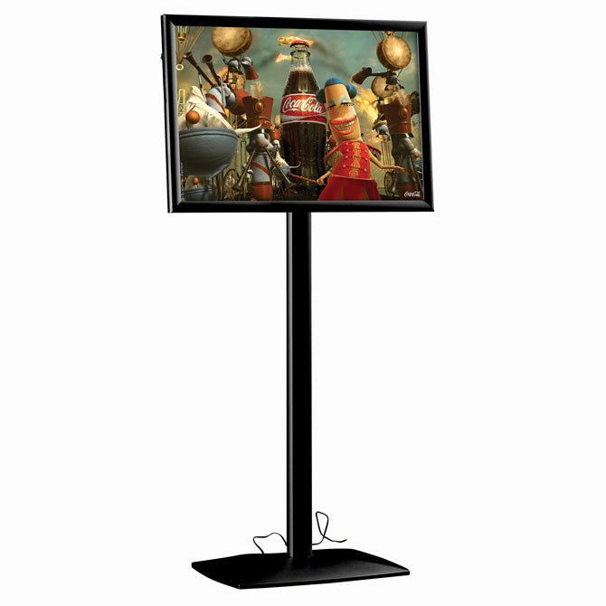 " x " LED Box Illuminated Pedestal Sign Stand, Black