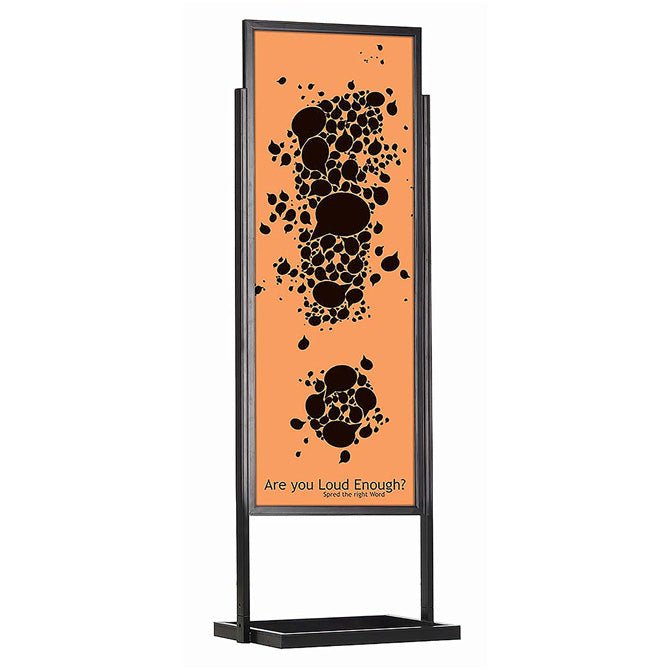 22" x 69", Elongated, Economy Floor Poster Stand, Black - Braeside Displays