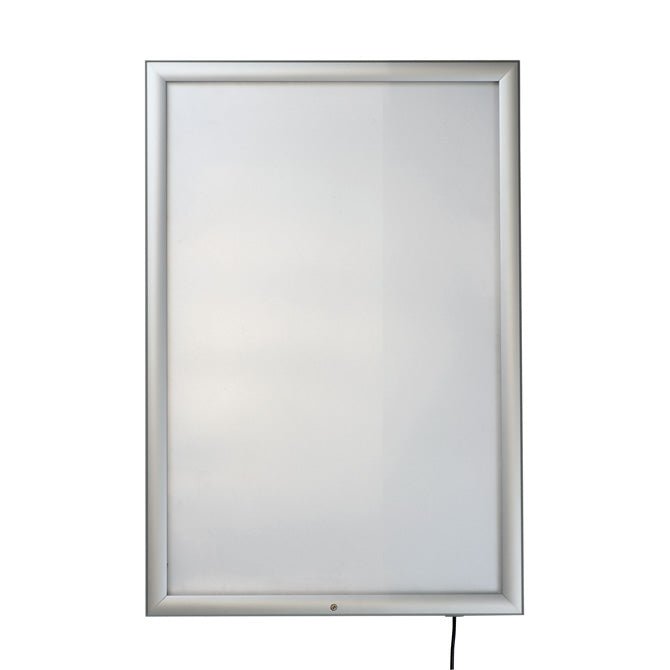24" x 36" Lockable, Weatherproof LED Box Illuminated Poster Snap Frame, Silver - Braeside Displays