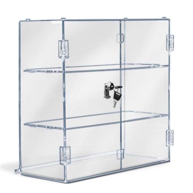 Acrylic Locking Vertical Cabinet with Keys 12 x 12 x 16 Clear Countertop  Hinged Swing Door Locker for Retail Products and Convenience Stores