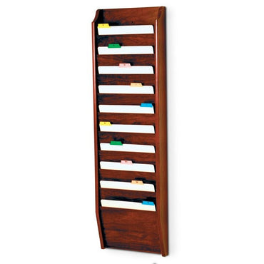 10 POCKET WOODEN WALL MOUNT FILE AND CHART HOLDER - Braeside Displays