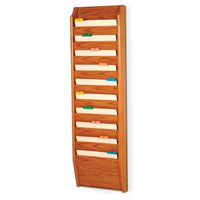 10 POCKET WOODEN WALL MOUNT FILE AND CHART HOLDER - Braeside Displays