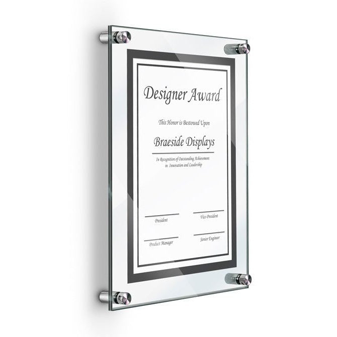 11" X 14" DELUXE ACRYLIC STANDOFF WALL FRAME, CLEAR - Braeside Displays