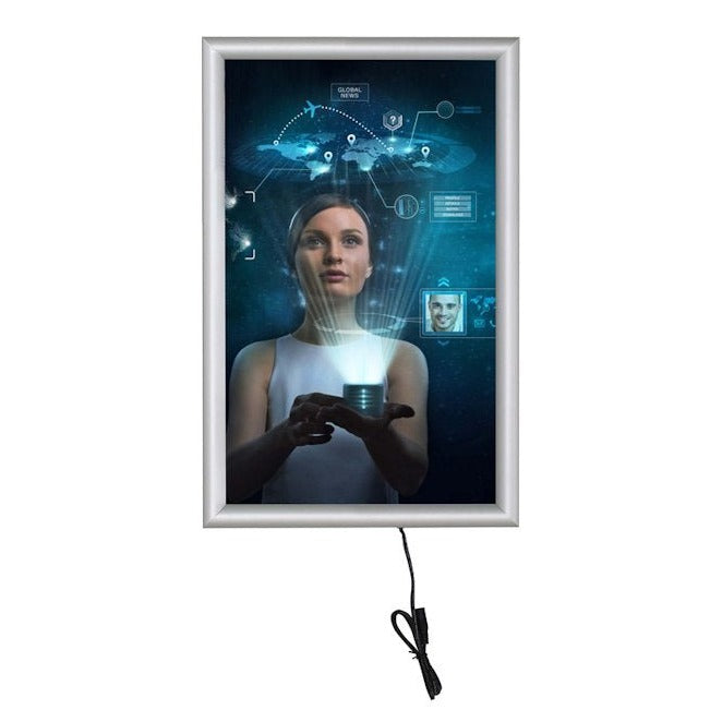 11" x 17" Economy LED Illuminated Poster Snap Frame, Silver - Braeside Displays