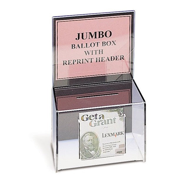 11" x 8" Jumbo Acrylic Ballot Box - Braeside Displays