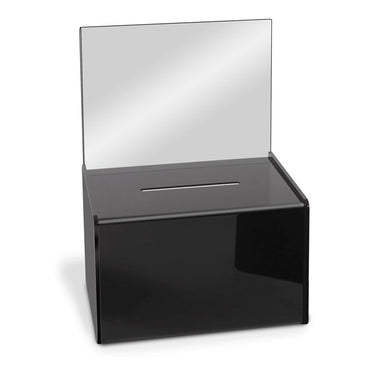 11" x 8" Jumbo Acrylic Ballot Box, Black - Braeside Displays