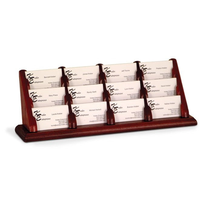 12 POCKET OAK WOOD BUSINESS CARD HOLDER - Braeside Displays