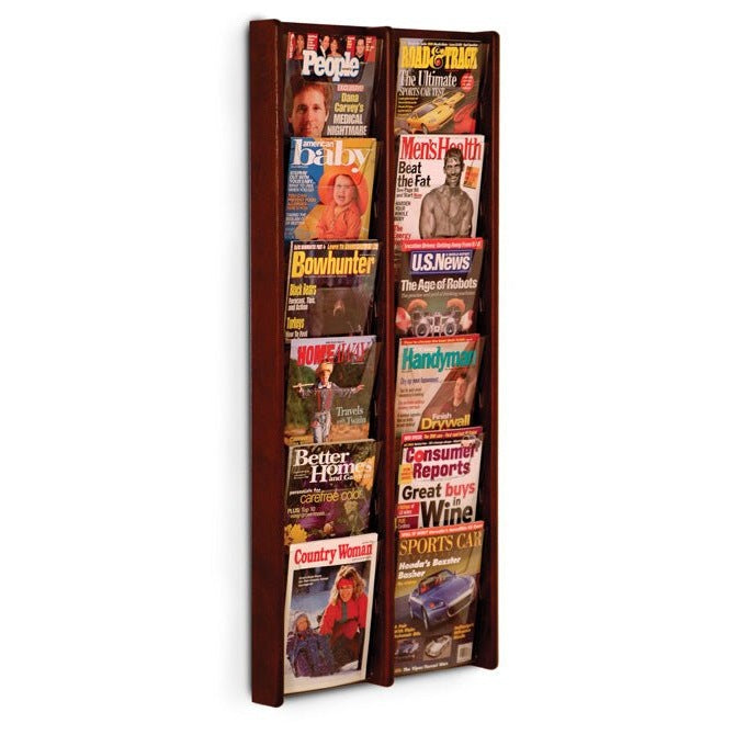 12 POCKET SLANTED VERTICAL MAGAZINE WALL RACK - Braeside Displays