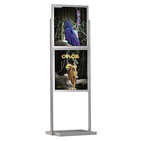 22" x 28", 2-Tier, Economy Floor Poster Stand, Silver - Braeside Displays