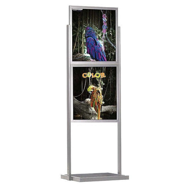 22" x 28", 2-Tier, Economy Floor Poster Stand, Silver - Braeside Displays