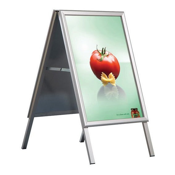 22" x 28" Aluminum A-Frame Sidewalk Sign, Silver with Snap Frame - Braeside Displays