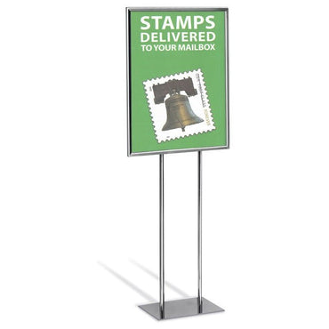 22" x 28" Economy Double-Stem Poster Stand, Chrome - Braeside Displays