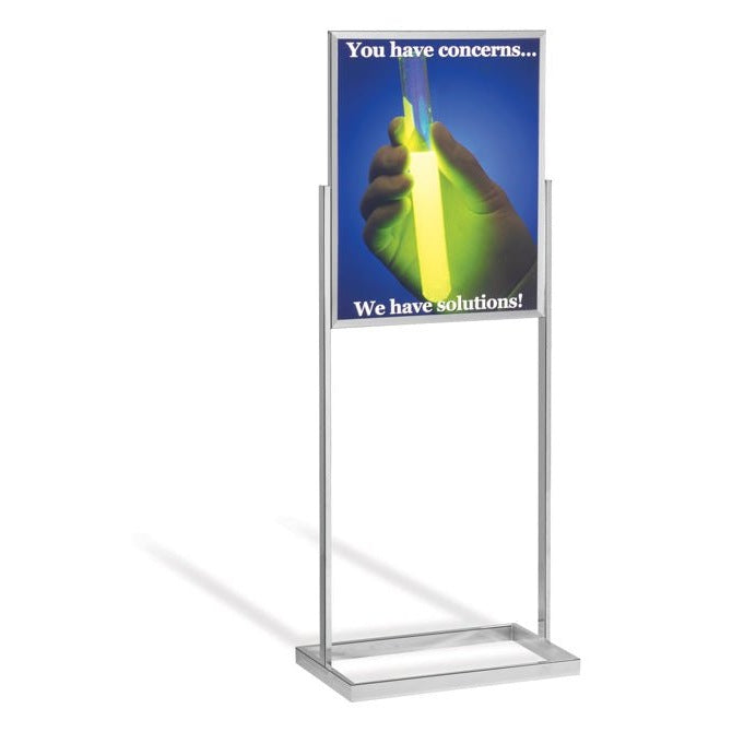 22" x 28" Rectangular Tube Poster Stand, Chrome - Braeside Displays