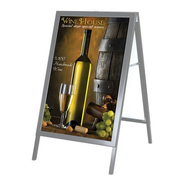 22" x 28" Slide-In A-Frame Sidewalk Sign, Silver - Braeside Displays