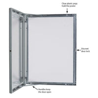 22" x 28" Slim Profile, Swing Open Poster Frame, Silver, Locking, Indoor-Outdoor - Braeside Displays