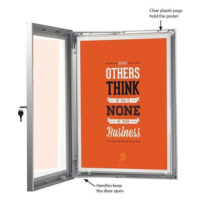 22" x 28" Swing Open Poster Frame, Silver, Locking, Indoor-Outdoor - Braeside Displays