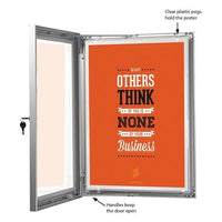 22" x 28" Swing Open Poster Frame, Silver, Locking, Indoor-Outdoor - Braeside Displays