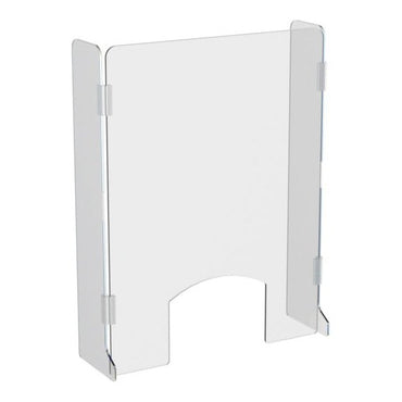 23.5" x 31.5" Hinged Countertop Sneeze Guard, Protective Cashier Safety Shield, with Side Walls - Braeside Displays