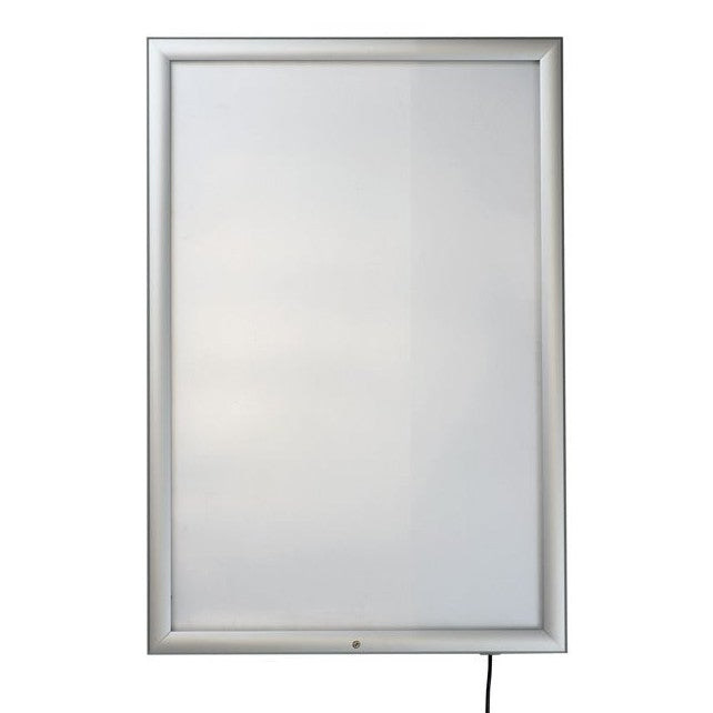 24" x 36" Lockable, Weatherproof LED Box Illuminated Poster Snap Frame, Silver - Braeside Displays