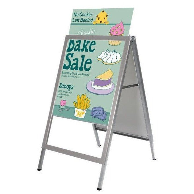 24" x 36" Slide-In A-Frame Sidewalk Sign, Silver - Braeside Displays