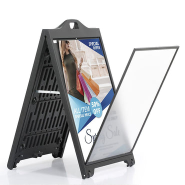 24x36" Black A-Frame Sidewalk Sign w/ Lens Cover - Double Sided Portable Folding Display for Restaurants & Cafes - Street SignPro Curb Advertising - Braeside