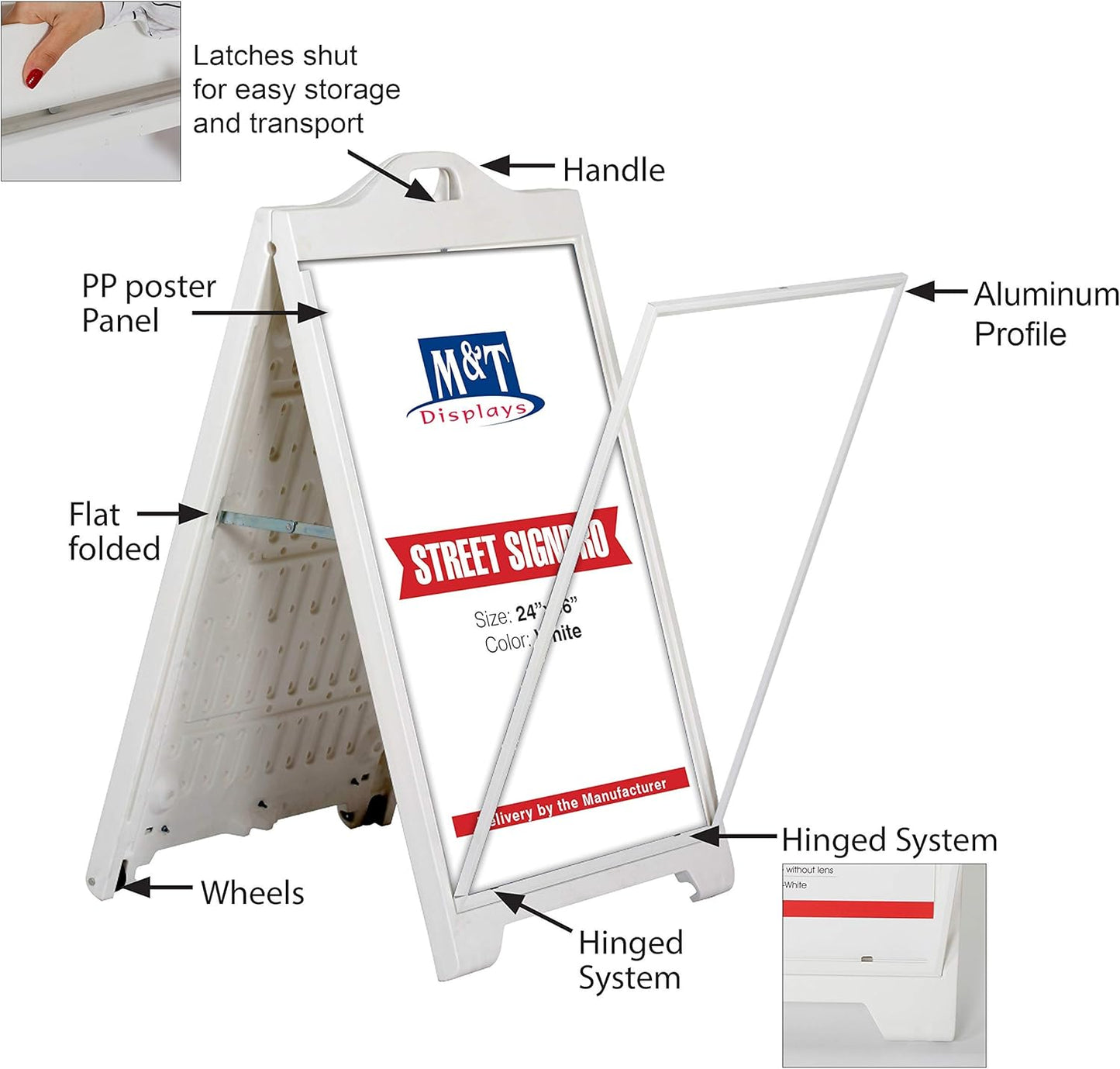 24" x 36" Double-Sided StreetPro Sidewalk Sign, With Open Frame, White