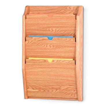 3 POCKET HIPAA COMPLIANT WOODEN WALL MOUNT FILE AND CHART HOLDER - Braeside Displays