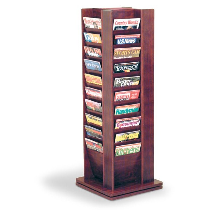 40 POCKET ROTATING WOOD MAGAZINE FLOOR RACK - Braeside Displays