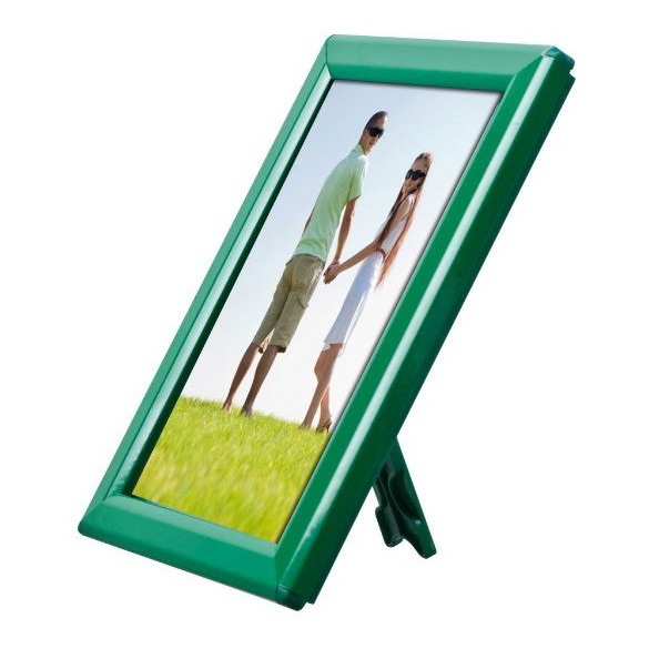 5" x 7" Convertible Sign Snap Frame, Green, With Counter Support - Braeside Displays