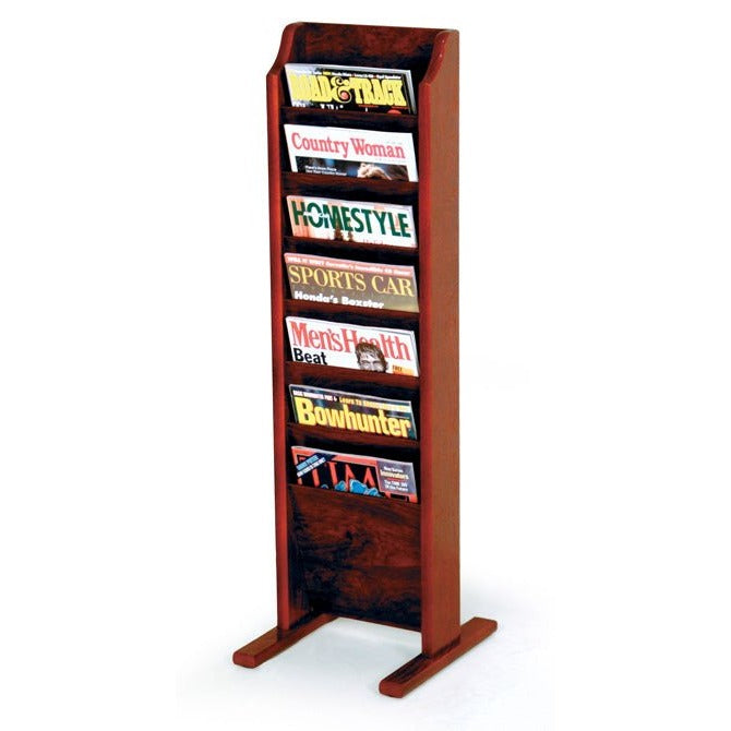 7 POCKET FLOOR STANDING WOOD MAGAZINE RACK - Braeside Displays