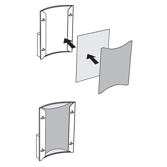 8-1/2" x 11" Curviso® Curved Acrylic Slatwall Sign Holder with Brochure Pocket - Braeside Displays