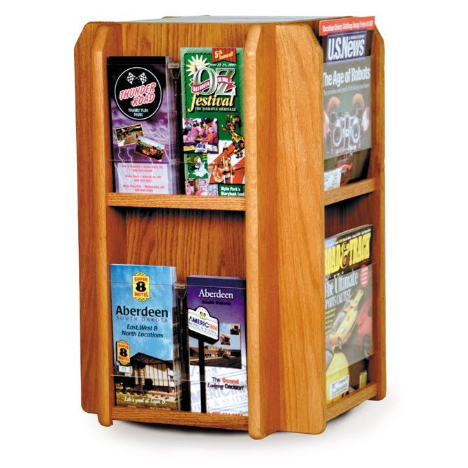 8 POCKET MAGAZINE / 16 POCKET BROCHURE ROTATING WOODEN COUNTER DISPLAY - Braeside Displays