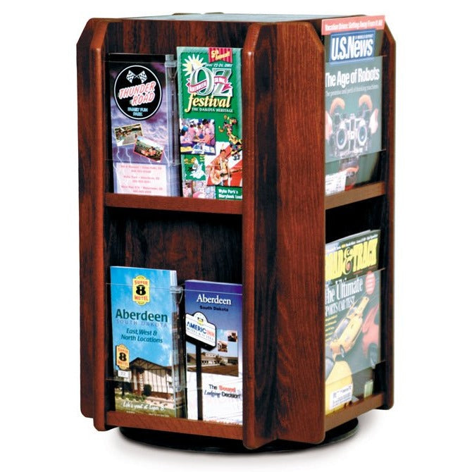 8 POCKET MAGAZINE / 16 POCKET BROCHURE ROTATING WOODEN COUNTER DISPLAY - Braeside Displays