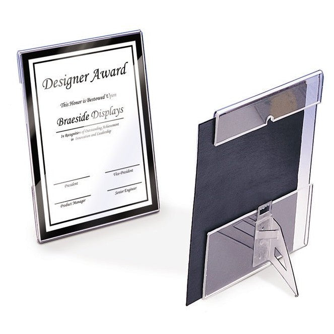 8.5" x 11" Convertible Slide-In Sign Frame, Clear, With Counter Support - Braeside Displays