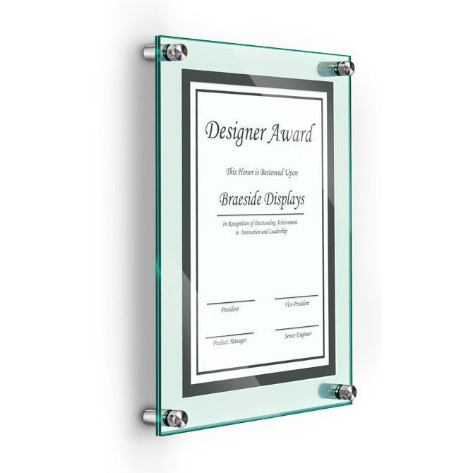 8.5" X 11" DELUXE ACRYLIC STANDOFF WALL FRAME, GREEN - Braeside Displays