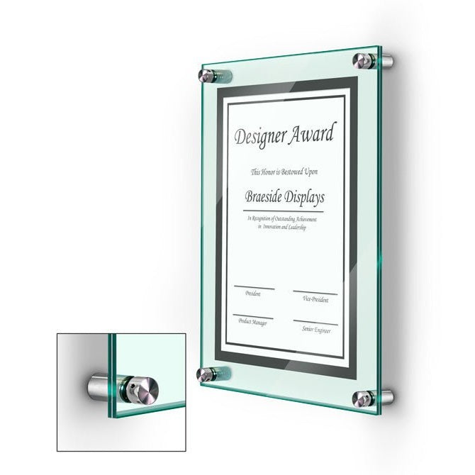 8.5" X 11" DELUXE ACRYLIC STANDOFF WALL FRAME, GREEN - Braeside Displays