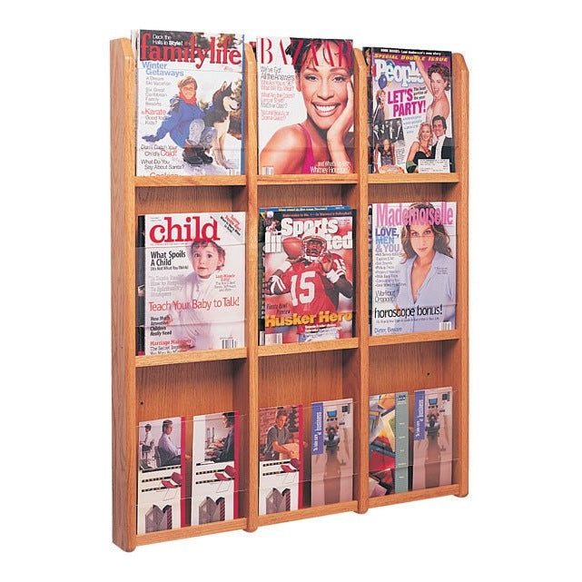 9 POCKET MAGAZINE / 18 POCKET BROCHURE WALL DISPLAY WITH DIVIDERS - Braeside Displays