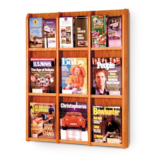 9 POCKET MAGAZINE / 18 POCKET BROCHURE WALL DISPLAY WITH DIVIDERS - Braeside Displays