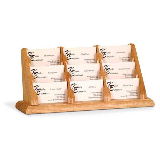 9 POCKET OAK WOOD BUSINESS CARD HOLDER - Braeside Displays