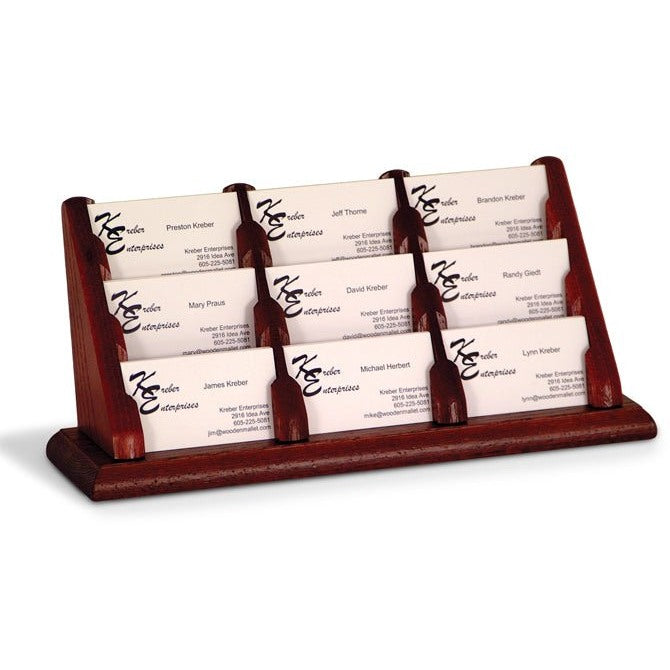 9 POCKET OAK WOOD BUSINESS CARD HOLDER - Braeside Displays