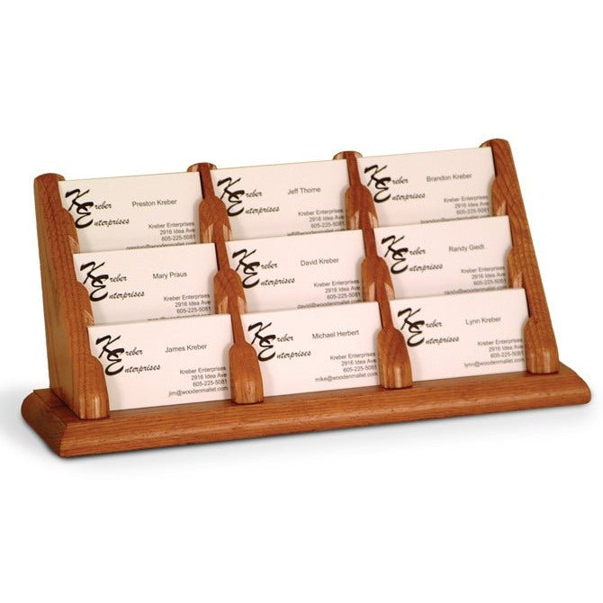 9 POCKET OAK WOOD BUSINESS CARD HOLDER - Braeside Displays