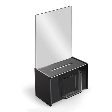 9" x 5" Acrylic Ballot Box, Black with 11" Header - Braeside Displays