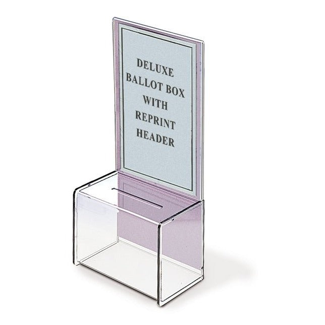 9" x 5" Acrylic Ballot Box with 11" Header - Braeside Displays