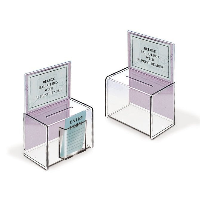 9" x 5" Acrylic Ballot Box with 5" Header - Braeside Displays