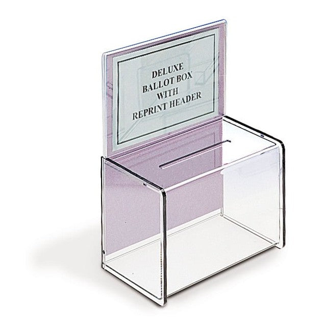 9" x 5" Acrylic Ballot Box with 5" Header - Braeside Displays