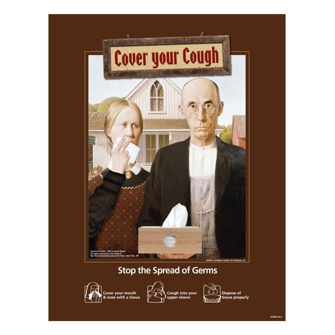 AMERICAN GOTHIC COVER YOUR COUGH POSTERS - Braeside Displays