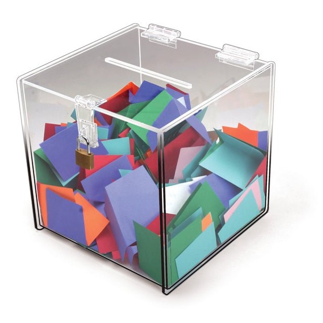 Deluxe Acrylic Ballot Box, Available in 2 Sizes - Braeside Displays