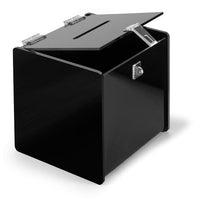 Deluxe Acrylic Ballot Box, Black, Available in 2 Sizes - Braeside Displays