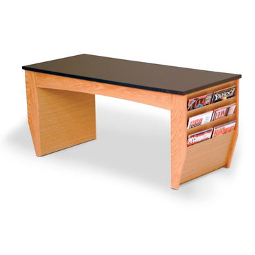 OAK COFFEE TABLE WITH MAGAZINE POCKETS - Braeside Displays