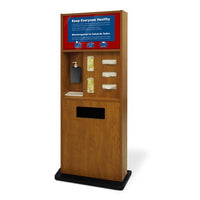 Preventionist Deluxe Six-In-One Infection Control Kiosk, Blonde Maple Finish - Braeside Displays